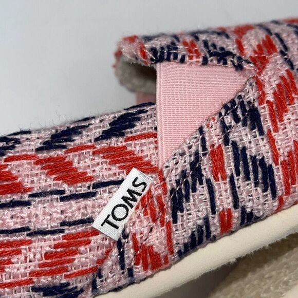TOMS‎ Womens Alpargatas Chevron Redondo Faux Shearling Flats Pink Blue 7.5 NWOT - Picture 6 of 8